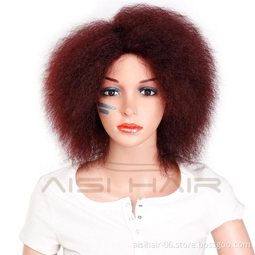 Aisi Hair High temperature Fiber Fluffy Short Wigs Afro Kinky Curly Cosplay Wigs for American Africans